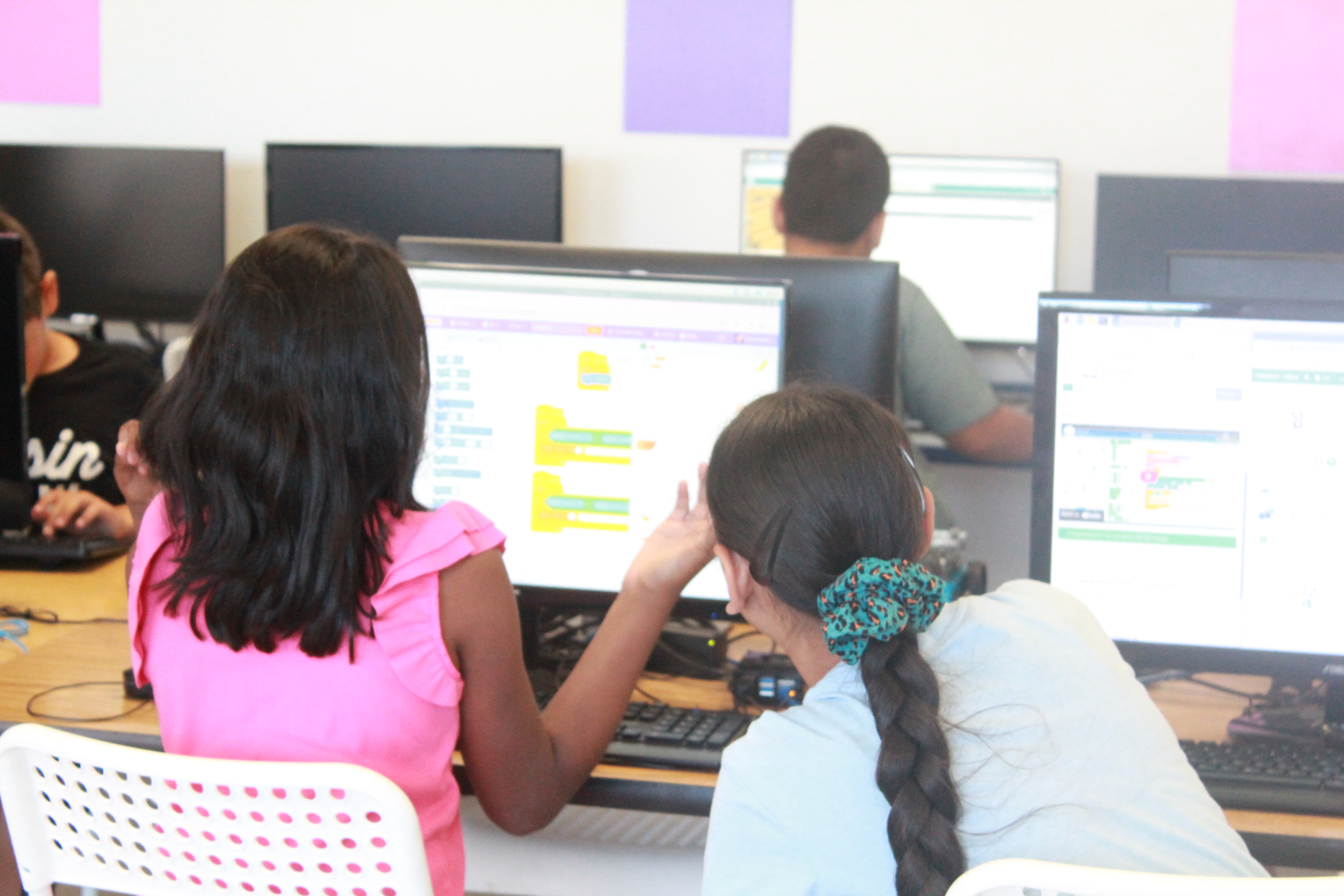 A picture of a student coding