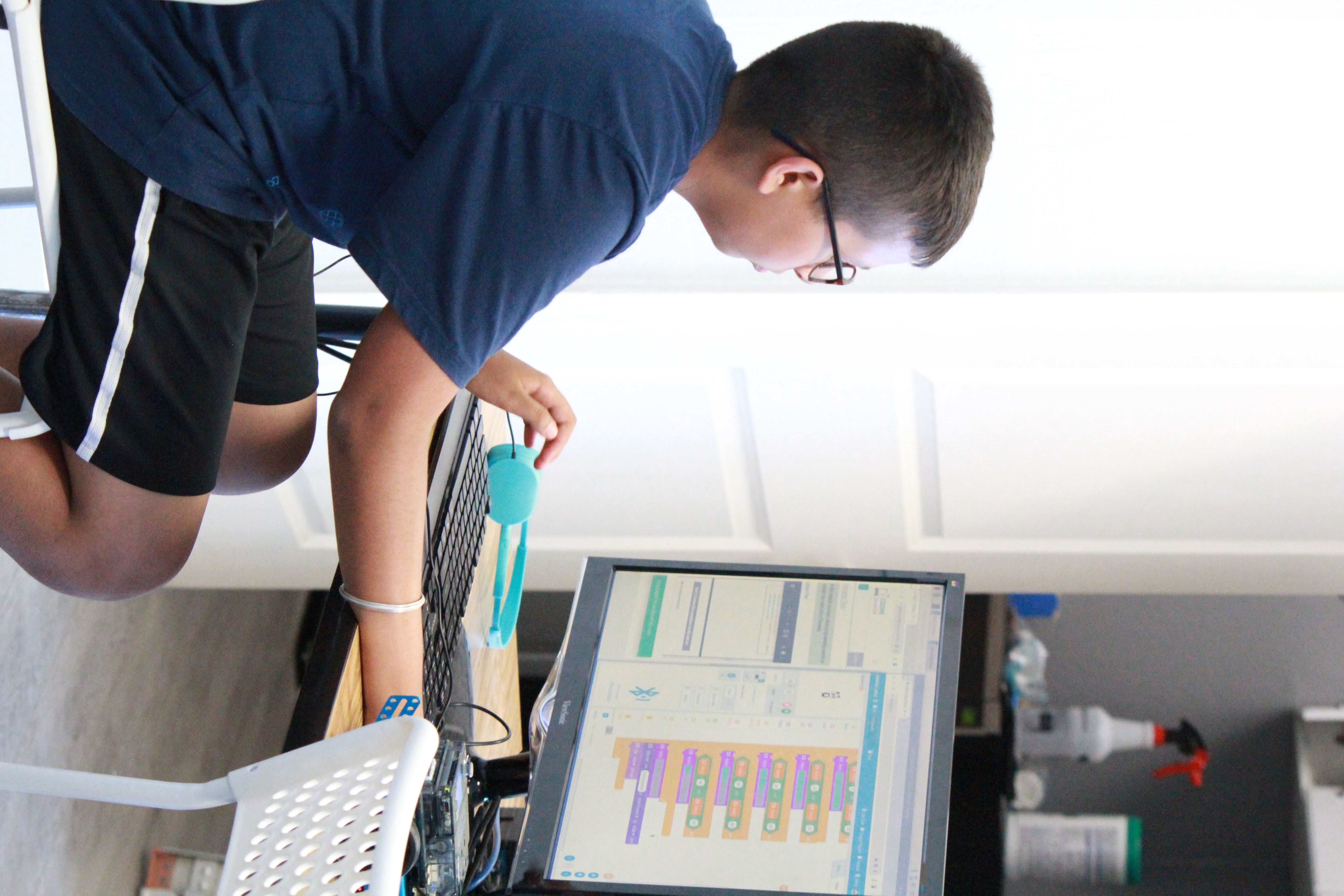 A picture of a student coding