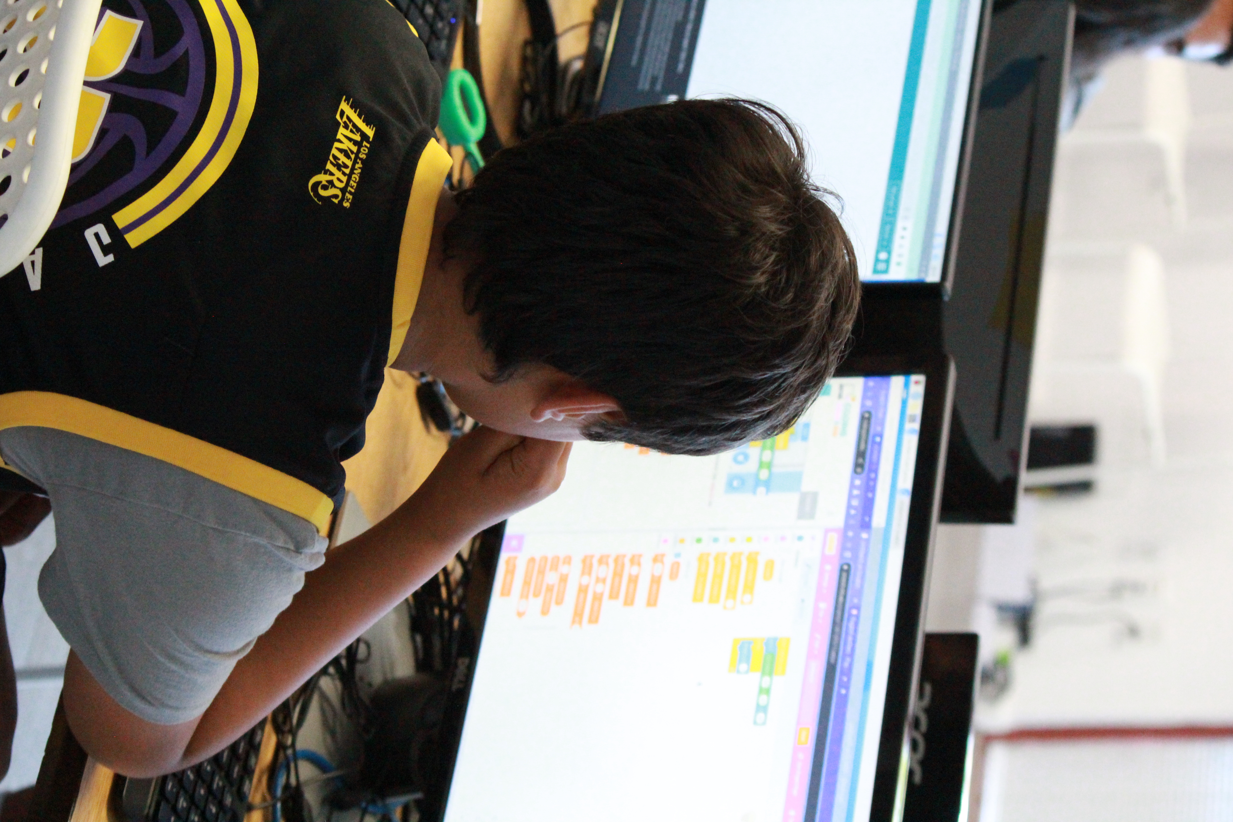 A picture of a student coding