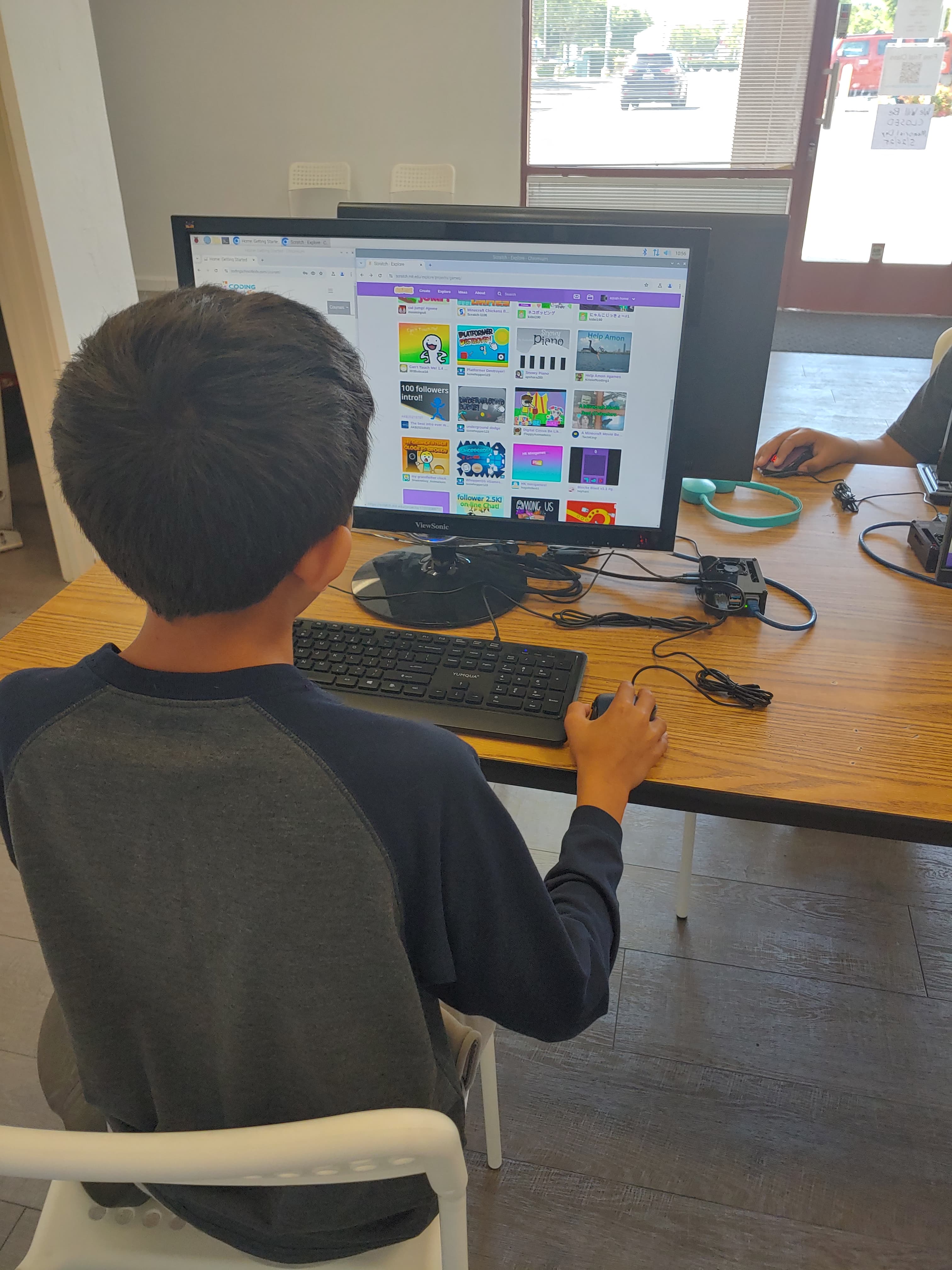 A picture of a student coding