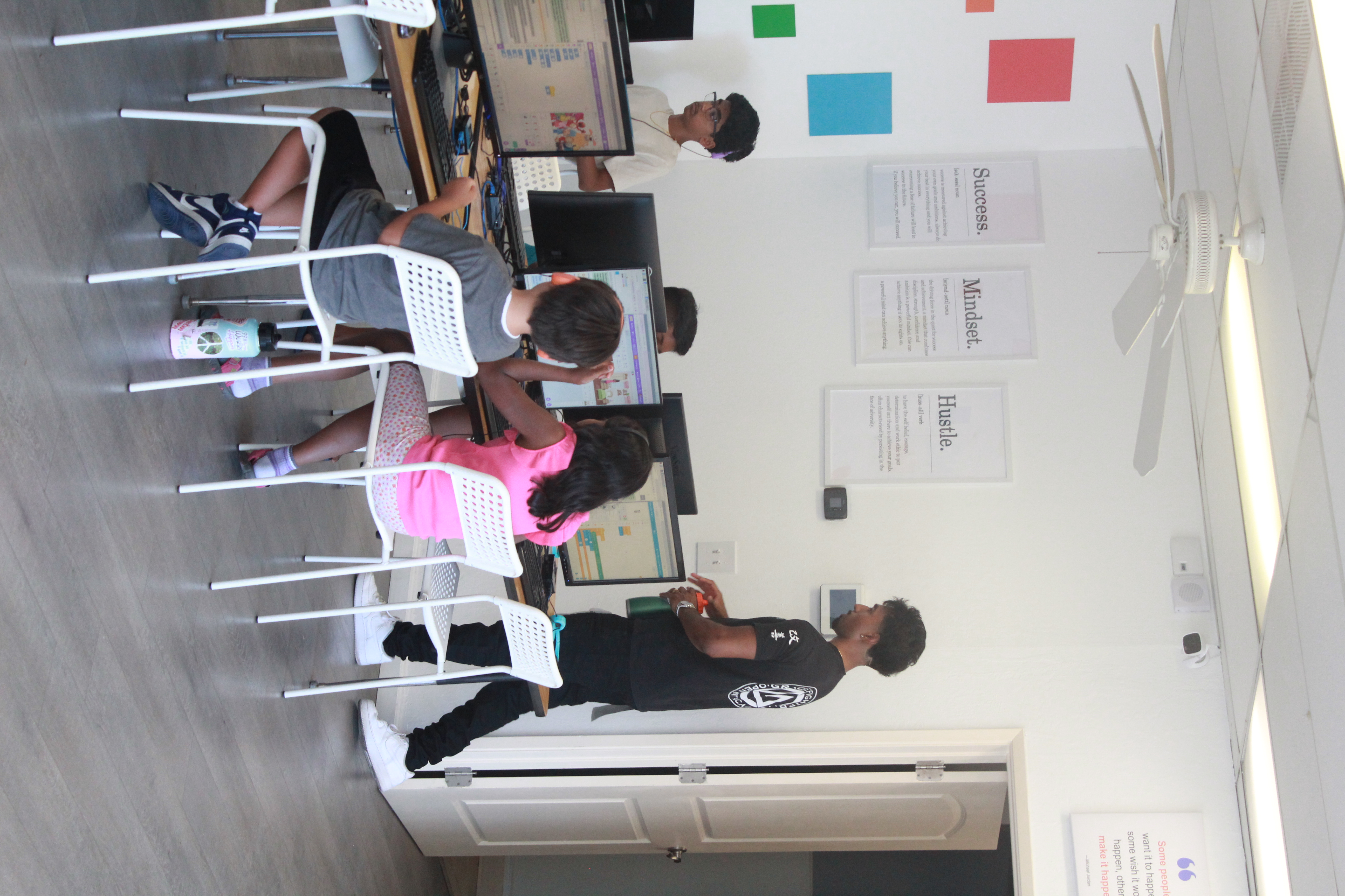 A picture of a student coding
