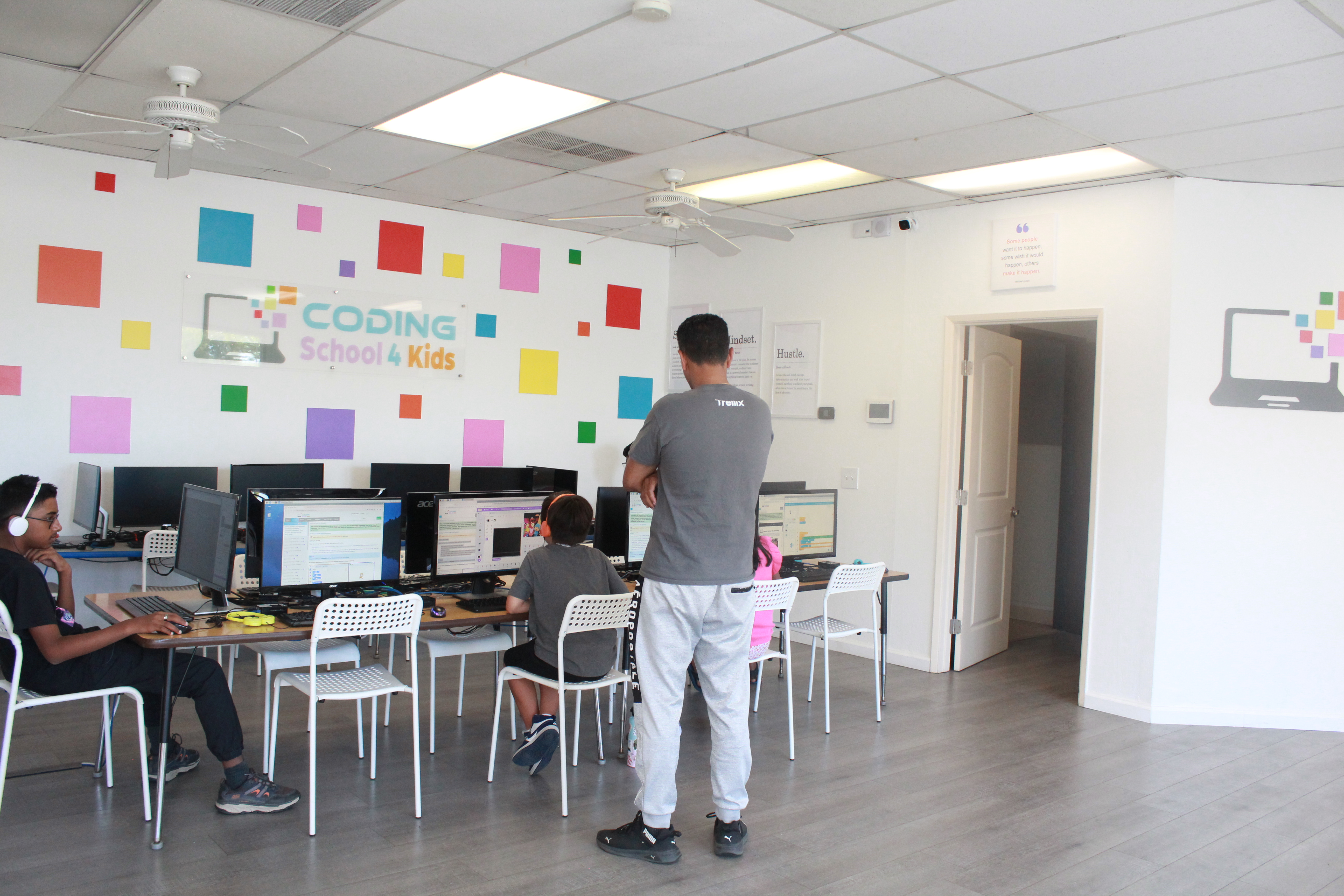 A picture of a student coding