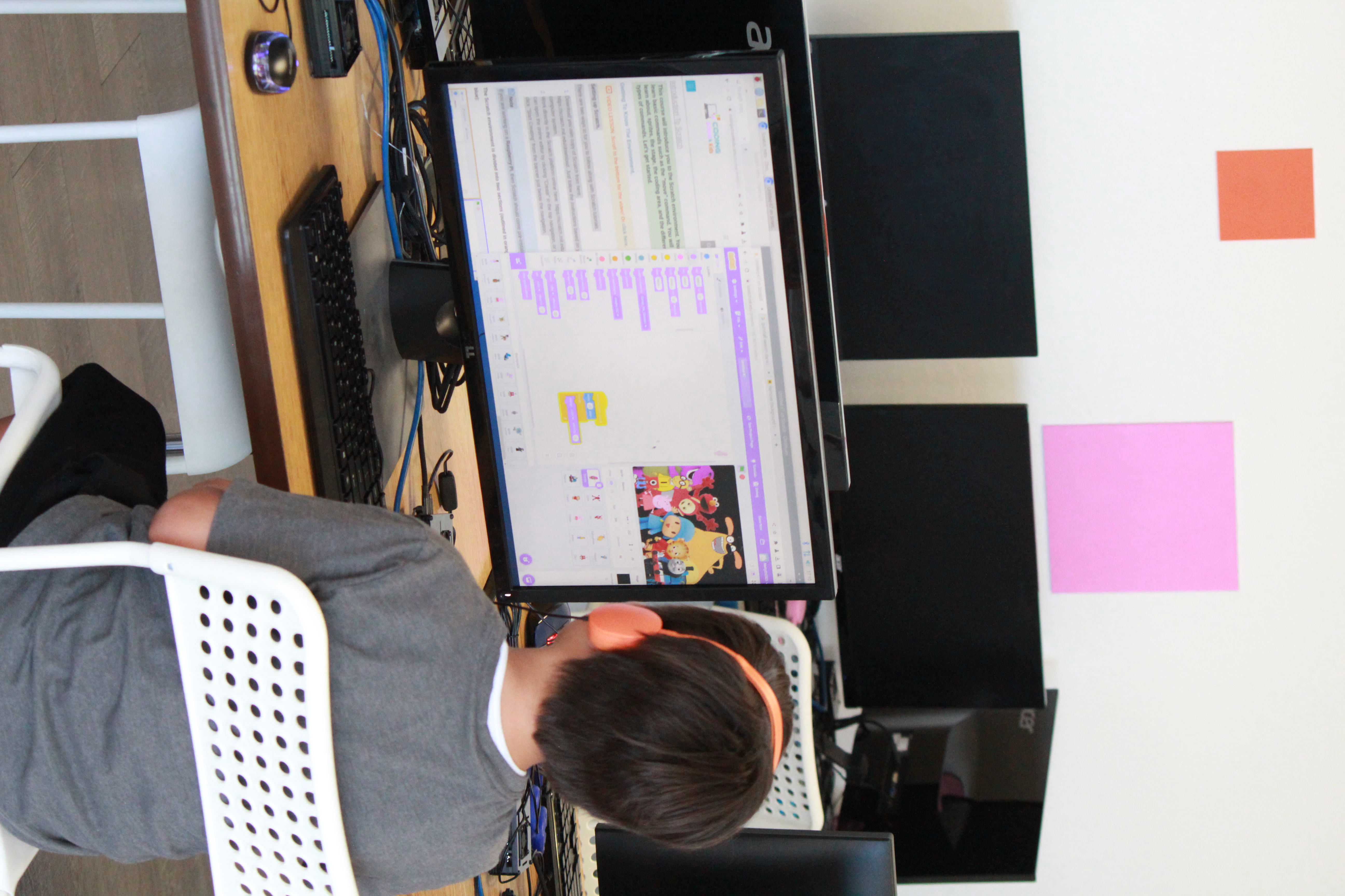 A picture of a student coding