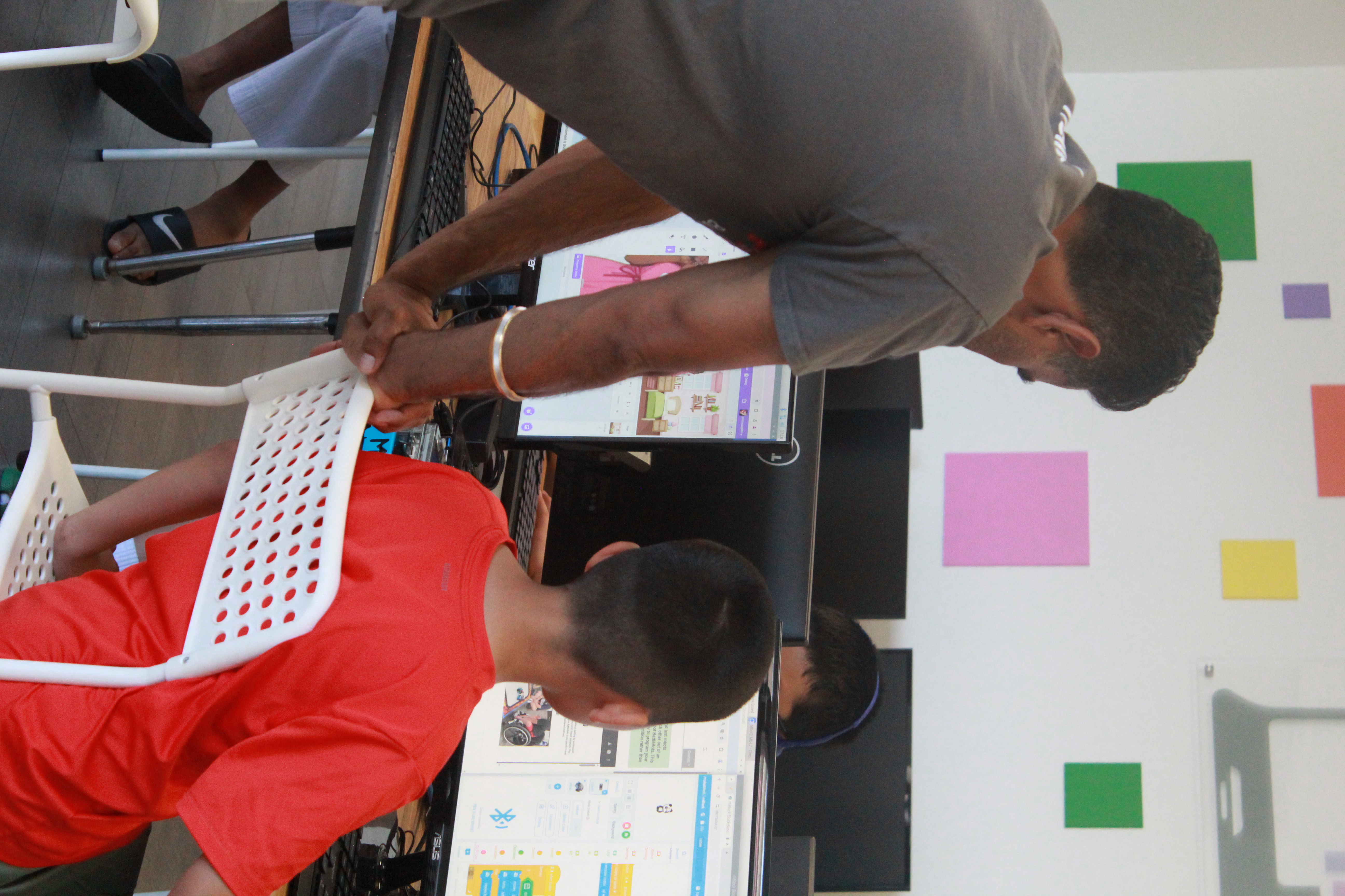 A picture of a student coding