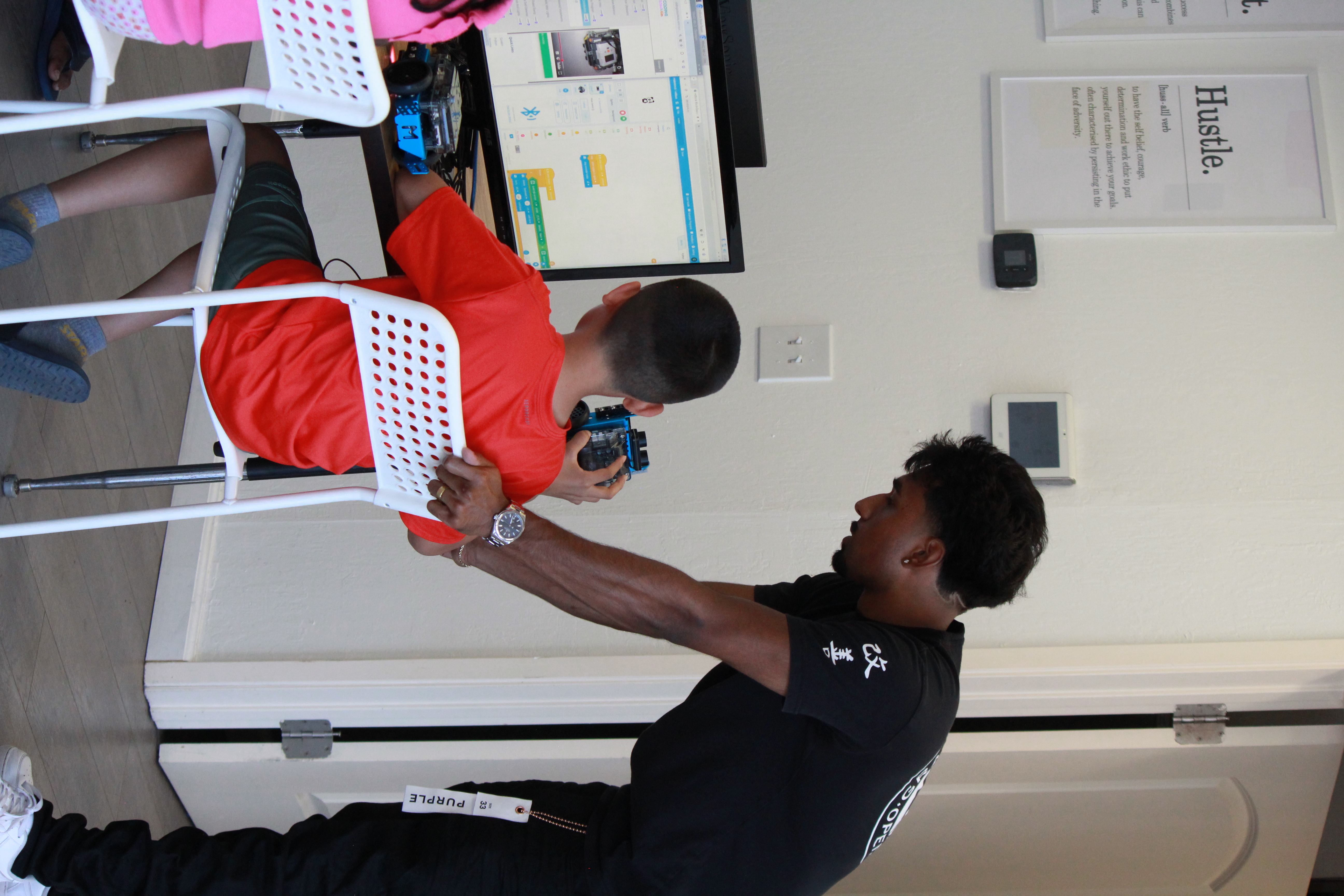 A picture of a student coding
